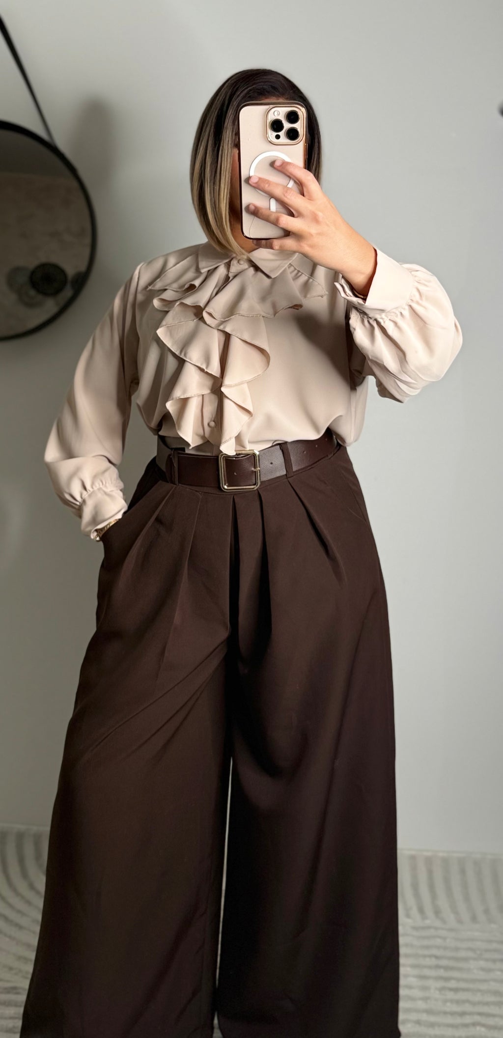 Pantalon avec ceinture MARRON