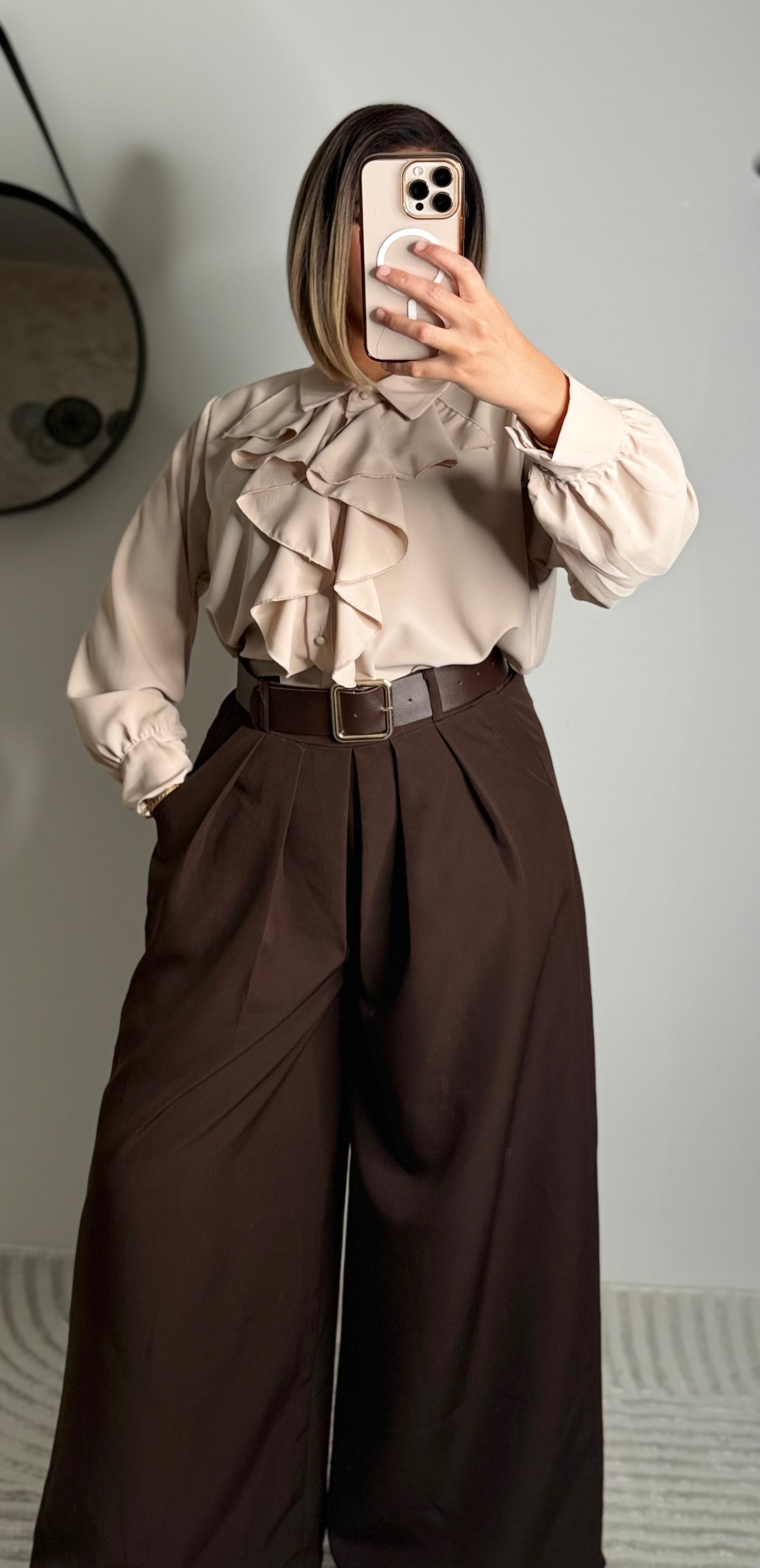 Pantalon avec ceinture MARRON