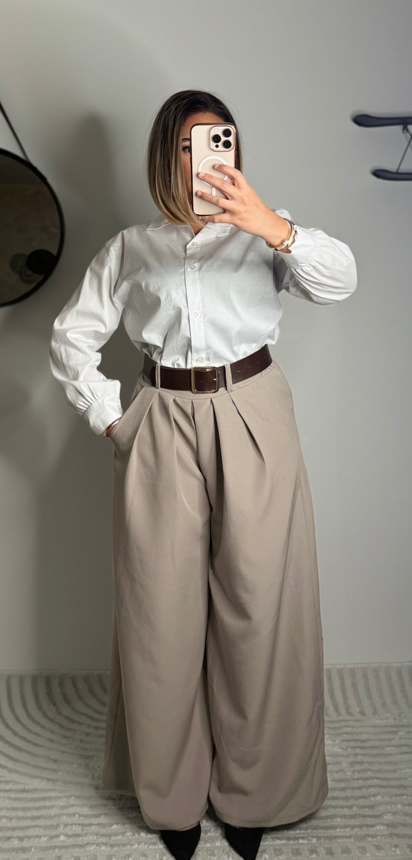 Pantalon avec ceinture MARRON