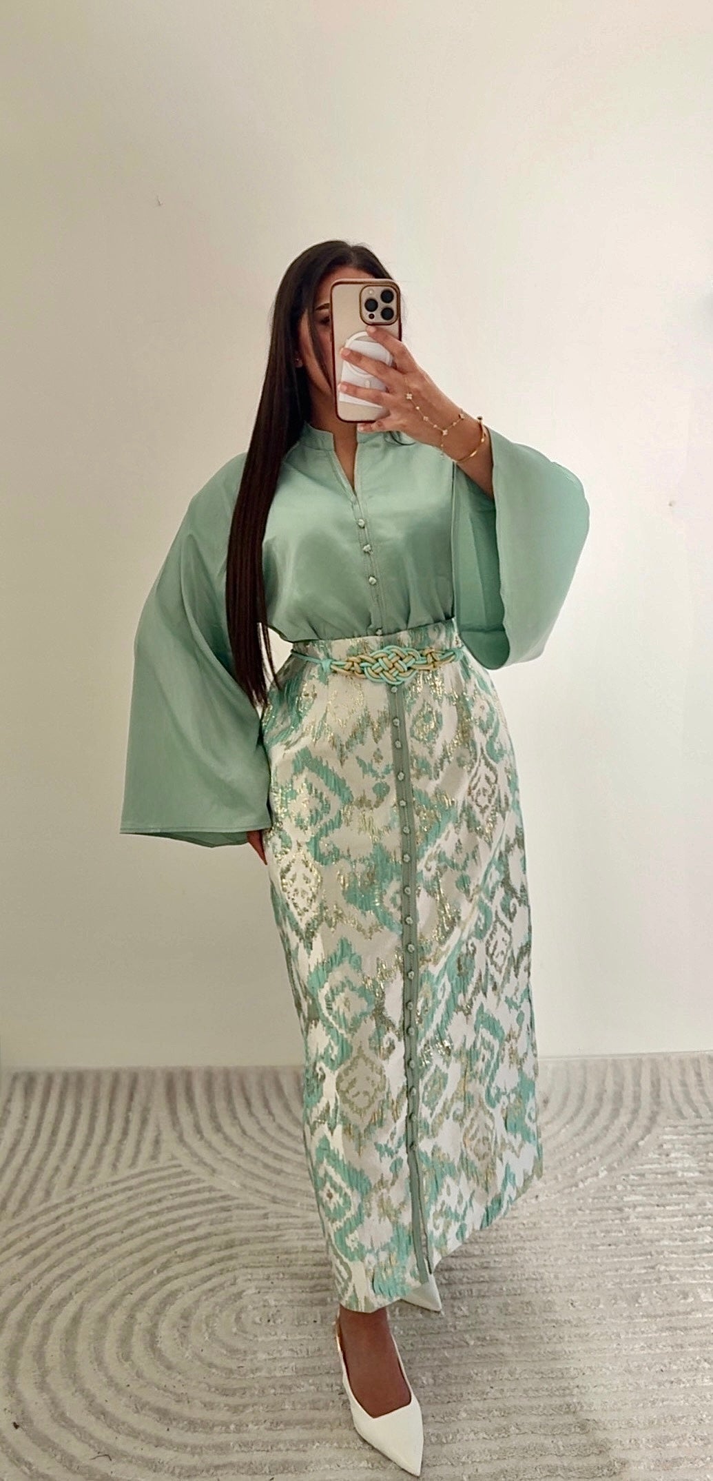 ✨ Abaya Élégance Jupe – Ensemble 3 pièces